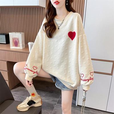 Japanese Love Sweater Women's Round Neck Autumn Thickened Personality Embroidery Embroidered Long-sleeved Jacquard Sweater Women