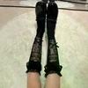 Slouch Socks Ballet Bow Mid Calf Lace Women Thin Hollow Out Summer Breathable Soft Socks for School Date and Fitness