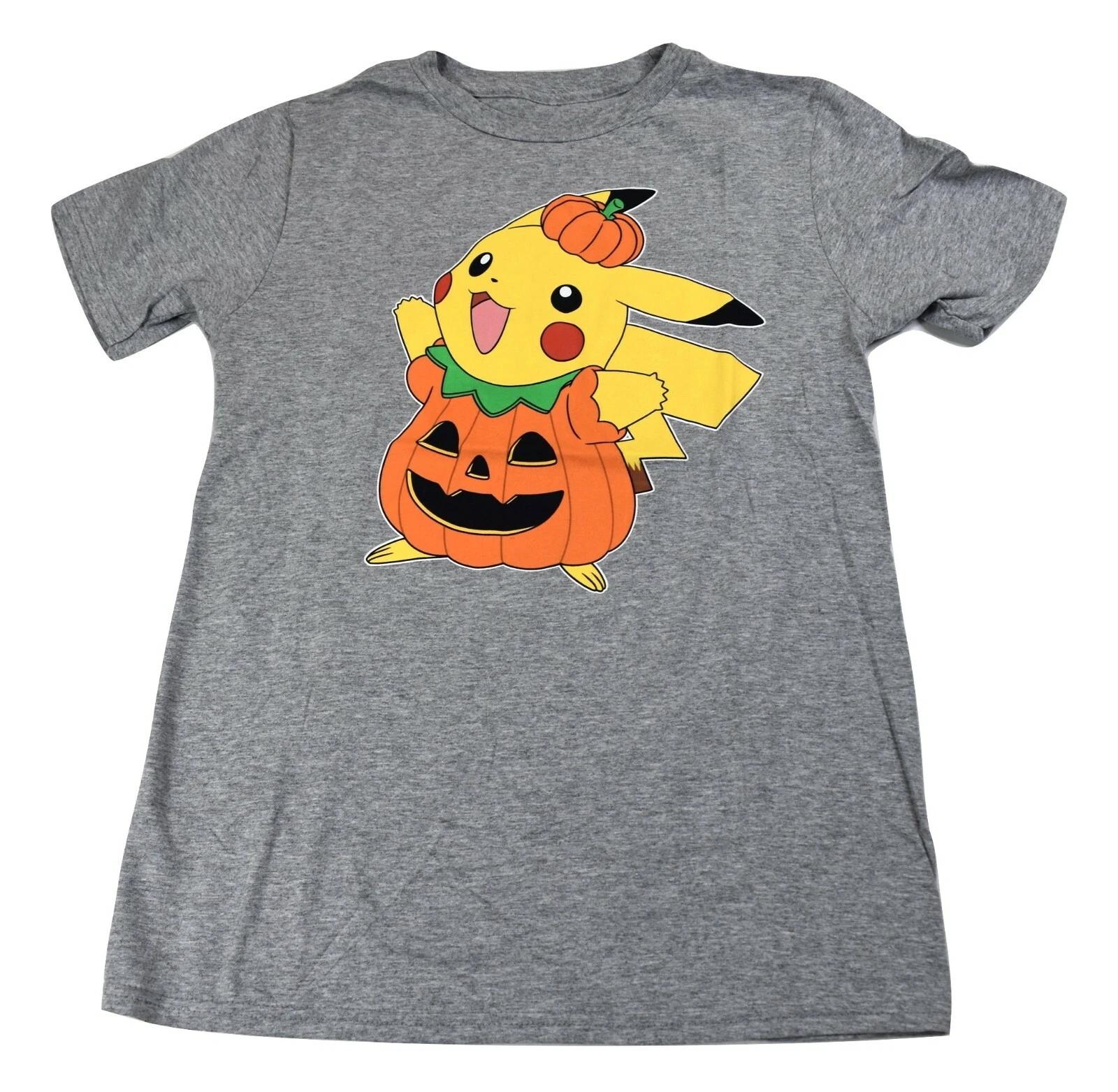 Pokemon Boys Pikachu Pumpkin Halloween Costume Shirt New M 2XL