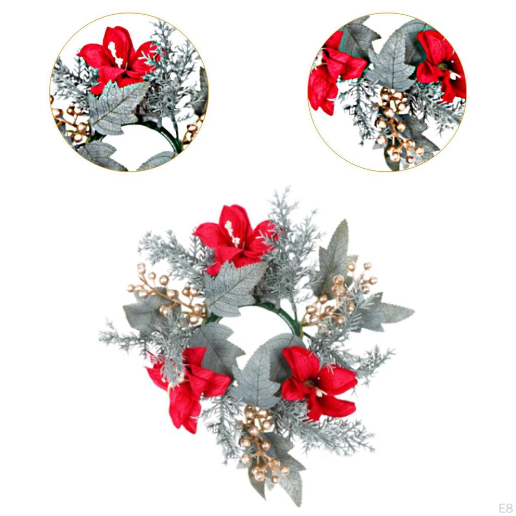 Christmas Candle Rings Wreath Inner Diameter 4" for Wedding Holiday Birthday Style A