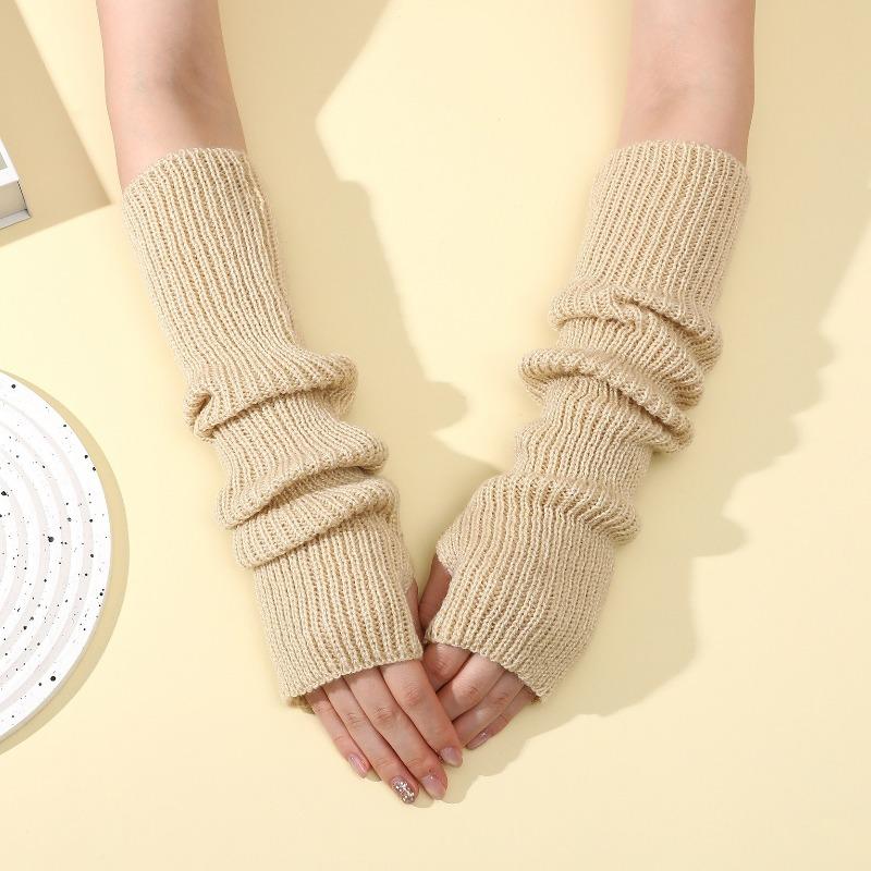 Botvotee Arm Warmers Free Shipping Sleeves for Women Y2k Accessories Knit Warm Winter Extend Sleeves Fingerless Gloves Black