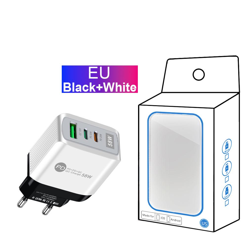 58W Dual Fast Charger with 2PD + QC3.0 for EU, US, UK, AU Plugs