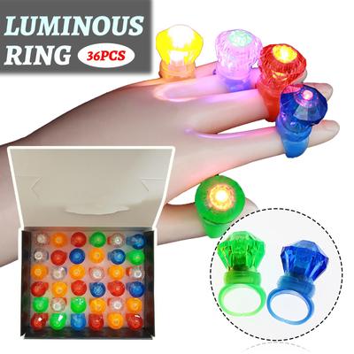 Boxed Luminous Small Diamond Ring Light Package Flashing Children's Toy 36Pc