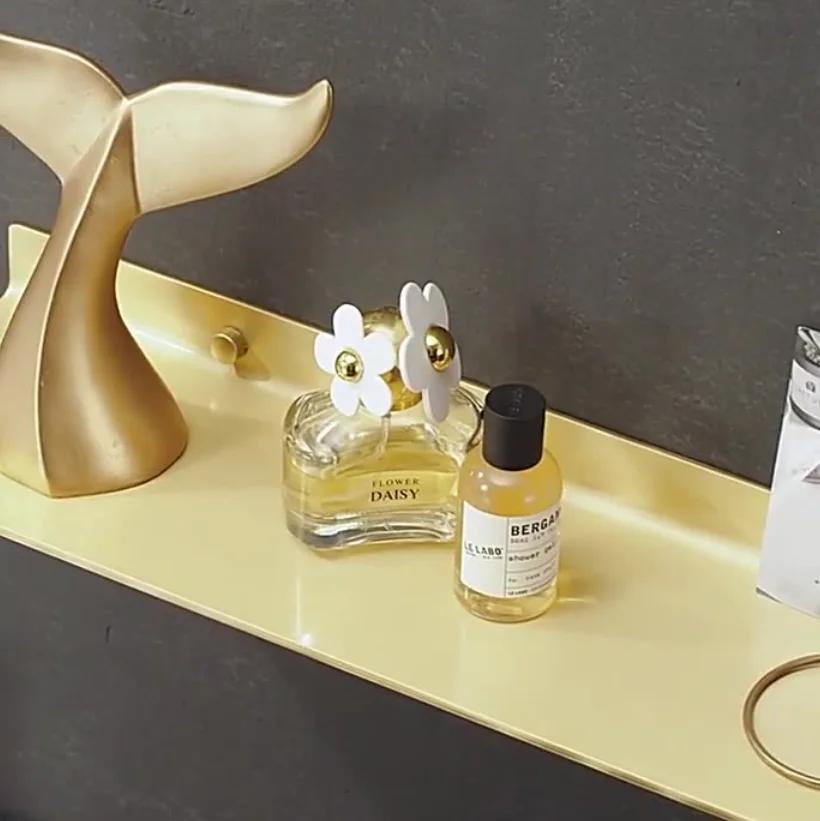 Brushed gold bathroom shelf bathroom rack wall hanging cosmetics storage rack toiletries shelf
