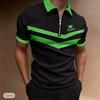 Casual Lapel T-shirt Young Men's Fashion Zipper T-shirt Short Sleeve T-shirt Men's 3D Boutique Horizontal Bar Men's Short Sleeved Shirt Print T Shirt