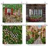 Rural Pastoral Flower Scenery Waterproof Shower Curtain With Hooks Garden Floral Style Bathroom Partition Screen Bath Curtain