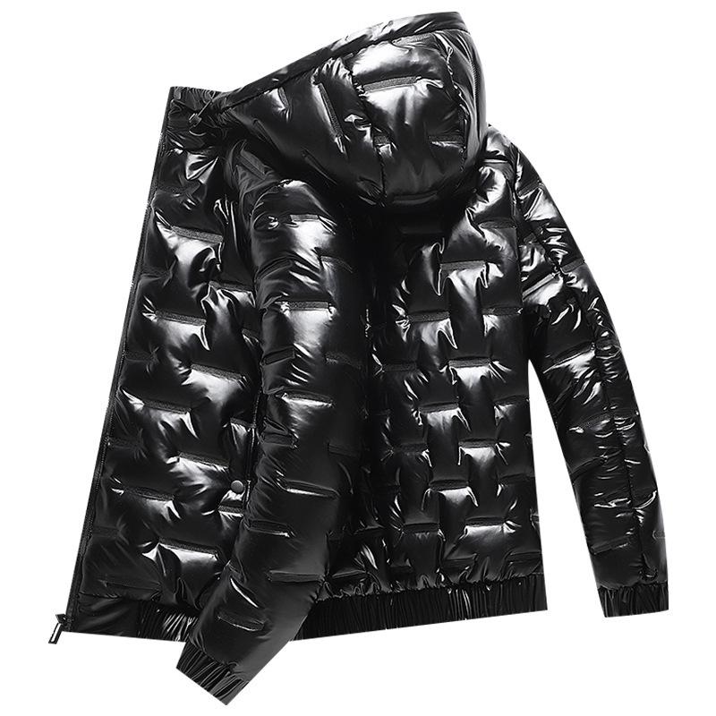 Men's Shiny Hooded Winter Cotton Coat - Korean Style, Trendy, Versatile, and Handsome Design