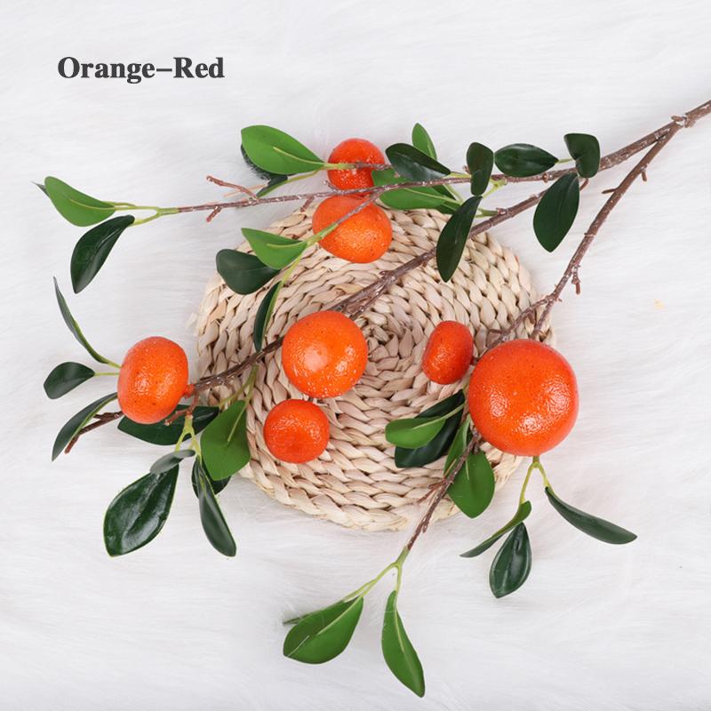88cm Artificial Fruits Orange Branches Fake Fruit Props with Green Leaves Kumquat Home Office Room Garden New Year Decoration