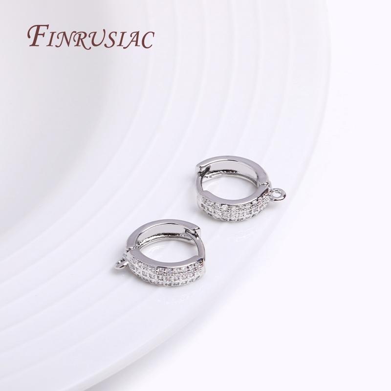 

Setting Zircon DIY Earring Fastener Clasps Round Hoop Earring Hooks 18K Real Gold Plated Jewelry Accessories Findings Wholesale 1 pair