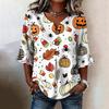 Women's Casual V-Neck Ruffle Sleeve Loose Fit Blouse, Halloween Print Top with All-Over Pattern