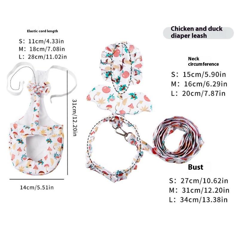 1/2Pcs Cute Cartoon Fashion Chicken Duck Vest Diaper Hen Belt Pet Traction Rope Set Comfortable Leads Pet Poultry Supplies