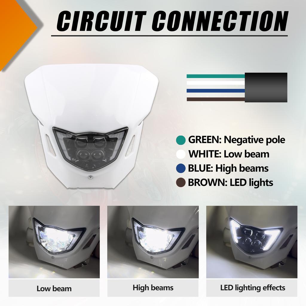 Motorcycle LED Headlight for Yamaha WR250F WR450F YZ250F YZ450F 250F 450F MX Enduro Dirt Bike Head Light Motocross