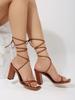 2024 White Black Woman Ankle Strap Sandals Leather Cross-Tied High Heels Shoes Sexy Lace Up Party Pumps shoe Size 35-42