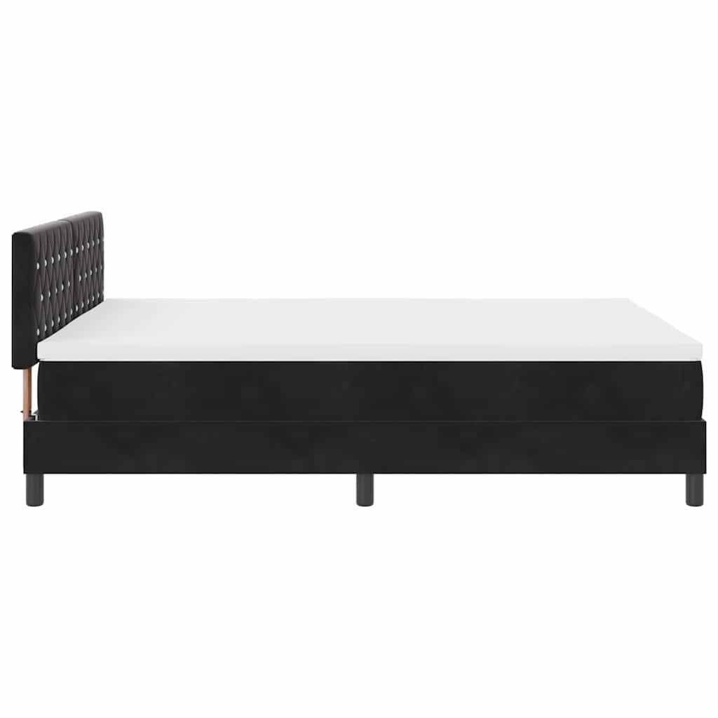 LED Box Spring Bed with Mattress Black 140 X 190 Cm Velvet