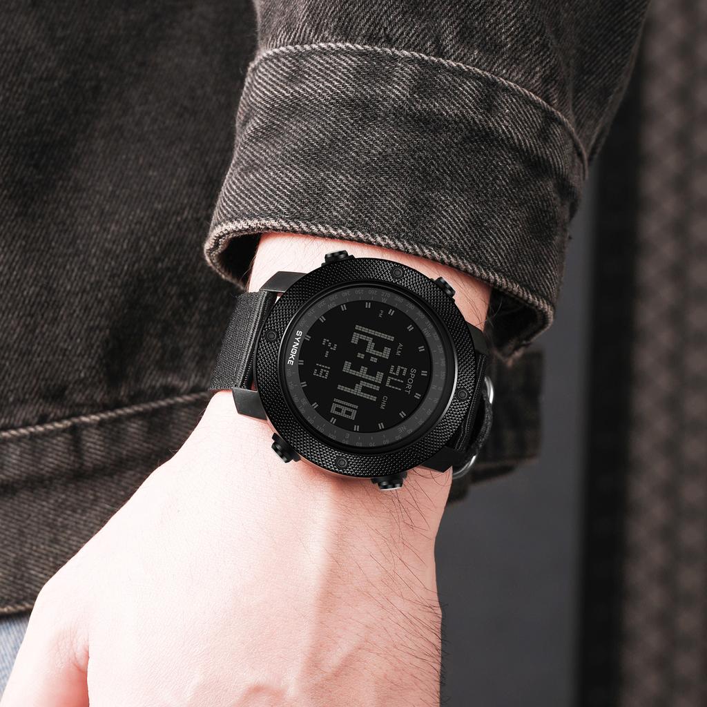 Nylon Strap Mens Watches Waterproof 5Bar  Brand Digital Military Sport Watch for Men Large Black Dial Design Watch Men
