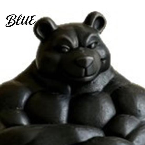 Detailed Muscle Figure 3D Printed Bear Statue, Matte Black Fitness Ornament for Office Figurine Bookshelf Gym Decor, Compact Inspirational Gift