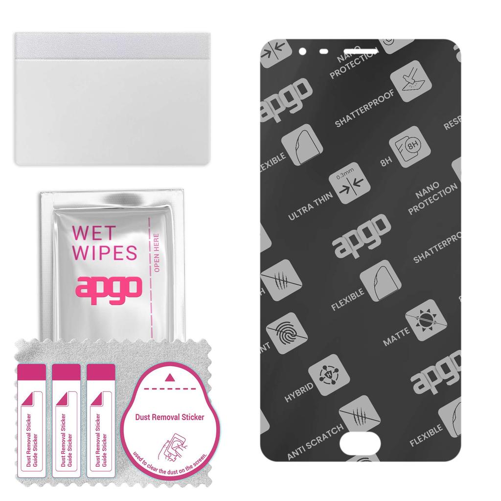 apgo MATTES Hybrid Schutzglas kompatibel mit OnePlus 3, flexibles Nanoglas, toller Ersatz für Panzerglas, kratzfest, vollflächiger Kleber