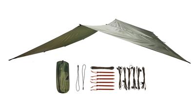 Bushmen Easy Tarp 2x3 Green Tarp 2.0×2.9 M, 19 Loops with Accessories