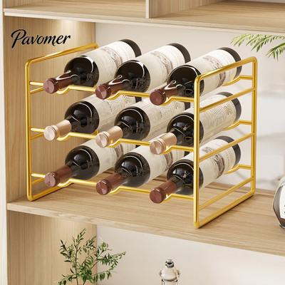 Schreibtisch-Flaschenständer, Eisen-Weinregal, geschwungene Rillen, Arbeitsplatten-Schrank-Aufbewahrungsregal, kompakter Metall-Organizer-Halter, für Küchenschrank und Speisekammer