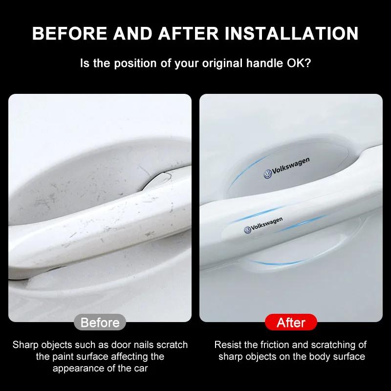 8Pc Transparent Car Door Handle Bowl Anti Scratch Protective 3D Sticker Emblem For VW CC Golf 6 7 GTI Tiguan Passat B5 B6 B7NO4