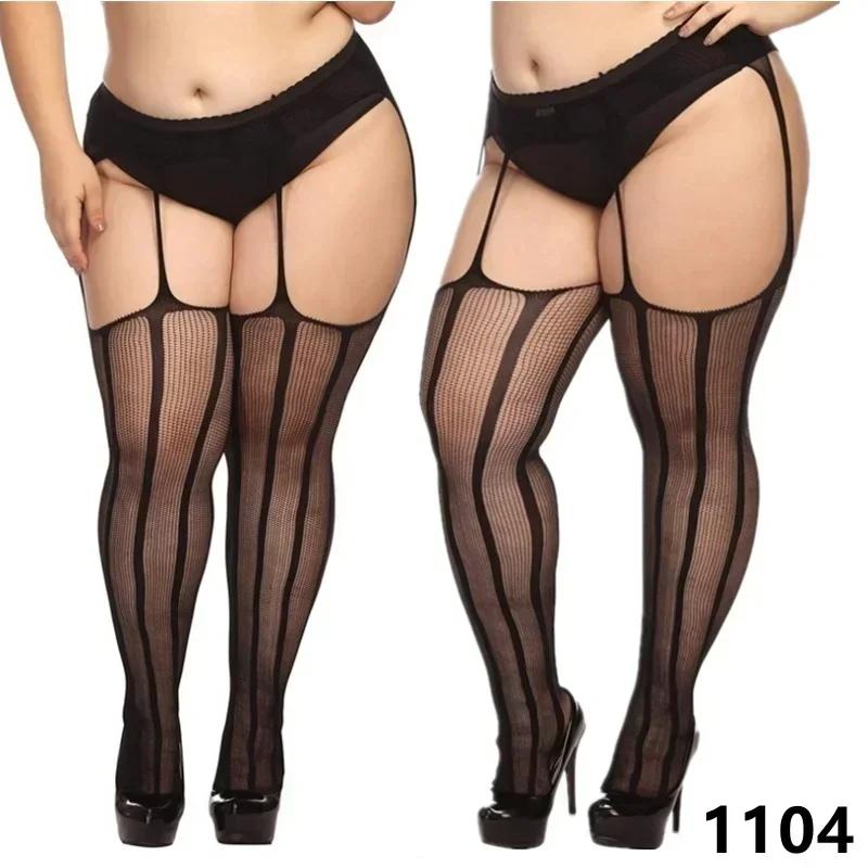 Elastic Plus Size Women Long Socks Thigh High Stocking Black White Lace Top Over The Knee Sexy Stockings With Silicone Anti-Slip