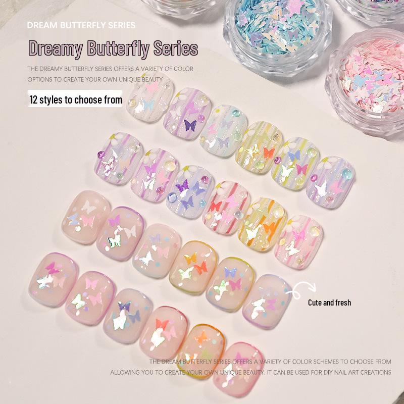 

Colorful Iridescent Butterfly Nail Art Sequins - Dreamy Macaron