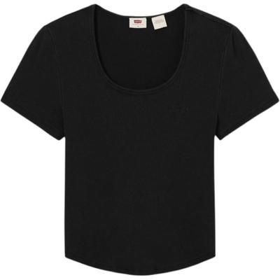 Levis Soft Casual Slim Fit Einfarbig Kurzarm T-Shirt Damen Oberteile Schwarz 003SU-0000