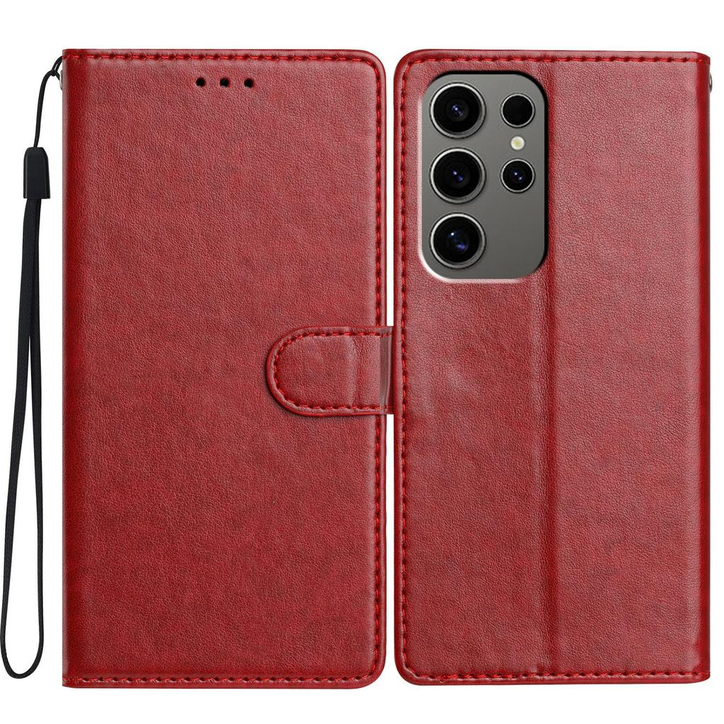 For Samsung Galaxy S23 Ultra Leather Phone Case Wallet Stand Cover with Handy Strap