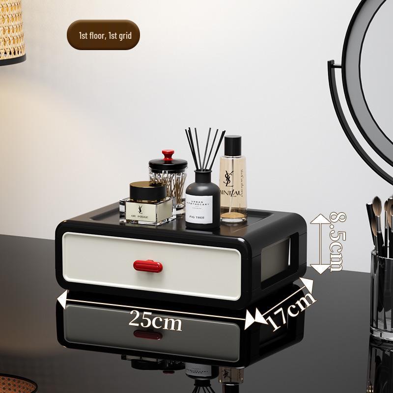 Retro-Style Plastic Cosmetic Storage Cabinet with Drawers