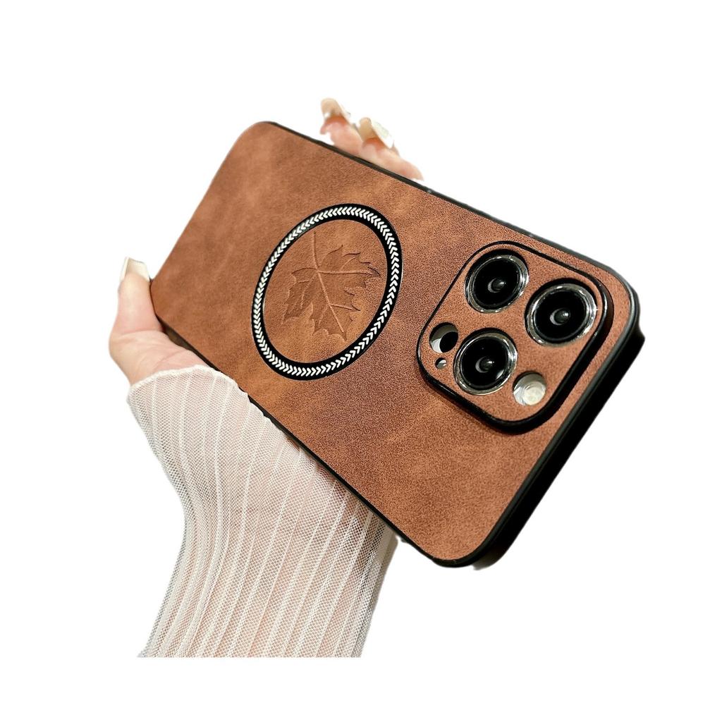 Applicable To IPhone15 Mobile Phone Case Magnetic Maple Leaf 14 Apple 16 Promax Anti-fall Case Simple