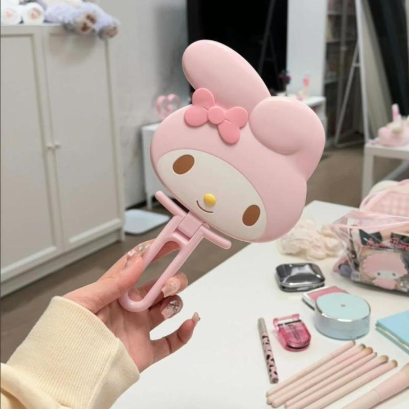 Sanrio My Melody Handheld Makeup Mirror Cute Desktop Foldable Cosmetics Mirror Toys Girls Gift