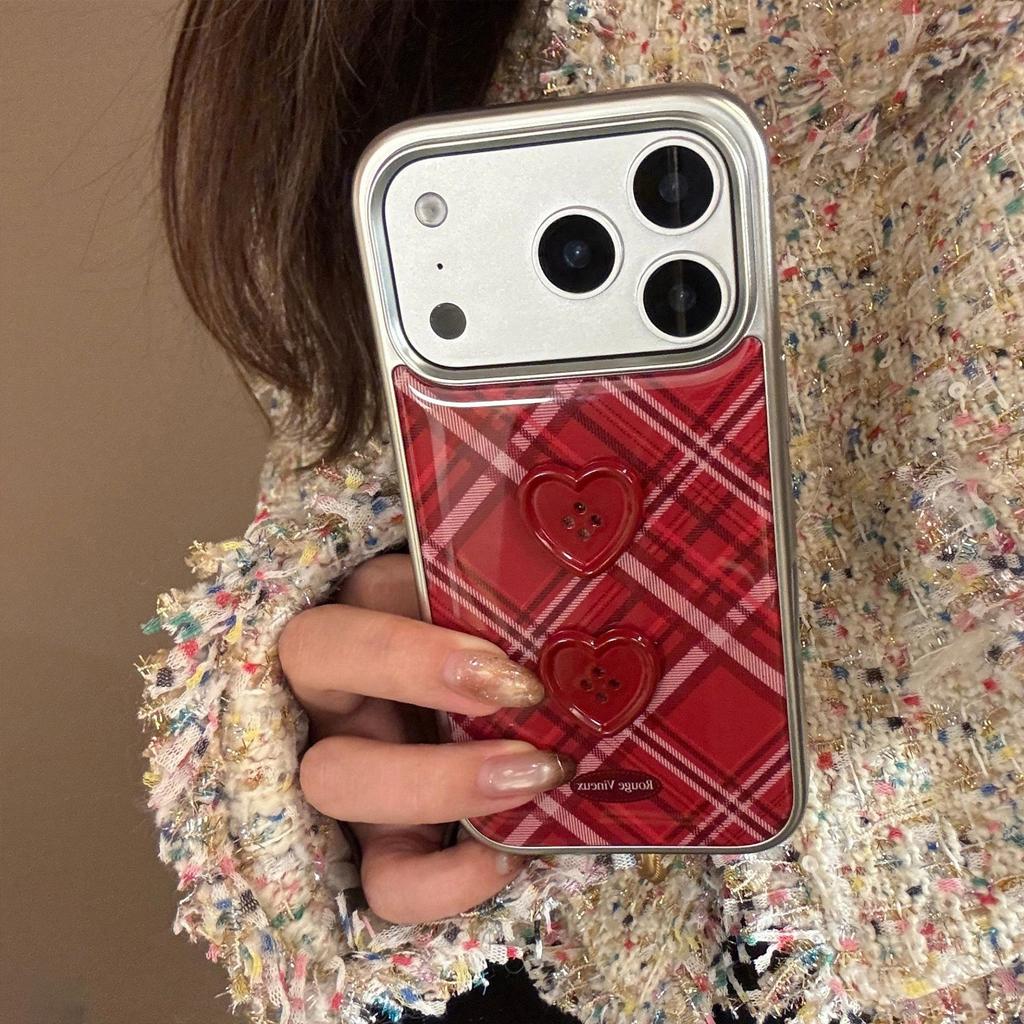 Retro Burgundy Button Phone Case for iPhone 16, iPhone 17, iPhone 17 Pro Max