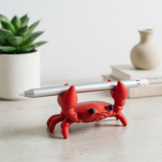 Nostalgie 3D Printed Crab Pen Holder, Cute Portable Cartoon Desk Organizer, Practical Home Decor Stationery Stand Figurine