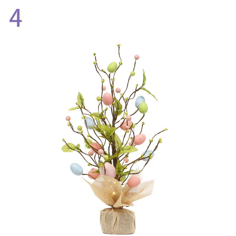 45cm Easter Egg Tree Branch with LED Lights Decora Colorful Painting Desktop Eggs DIYEgg Artificial Flower for 2025 Easter Party
