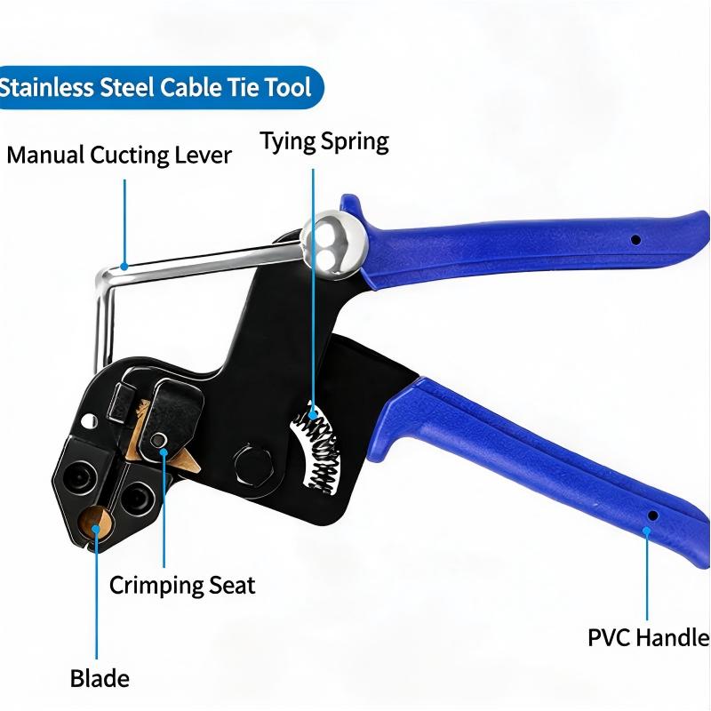 Stainless Steel Cable Tie Fastening & Cutting Plier Automatic Tensioning Hand Tool For Secure Strap Binding Applications