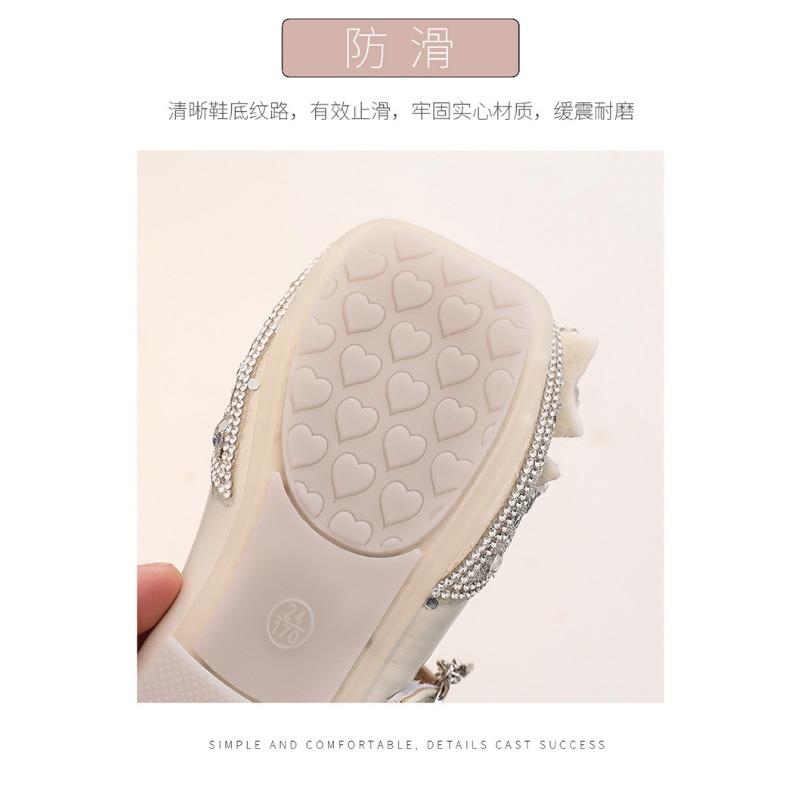 Sweet Princess Crystal Leather Shoes For Little Girls Soft Sole Formal Party Dress Shoes