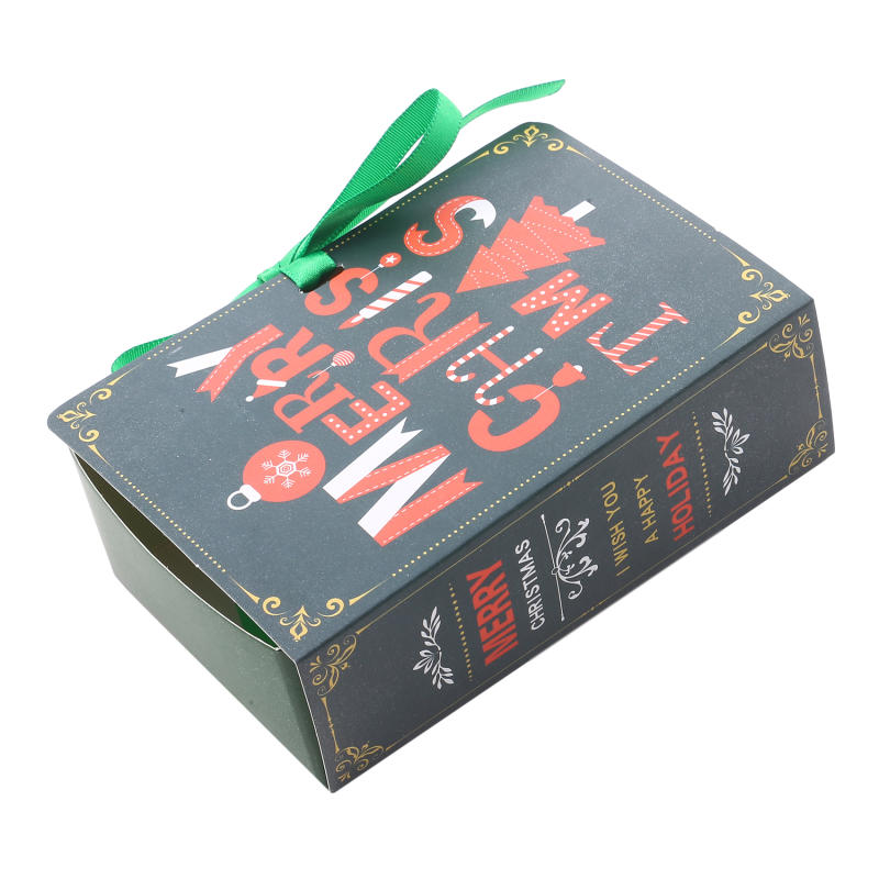 5 Stück Buchform Frohe Weihnachten Süßigkeitenboxen Tasche Weihnachten Weihnachtsmann Geschenkbox Party Dekorationszubehör Weihnachts-Plätzchenbox