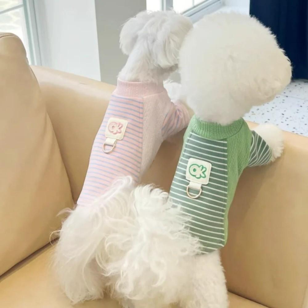 Casual style Warm Puppy Striped Pullovers Comfortable with D-Ring Dog Bottoming Shirt Soft Pet Vest Spring