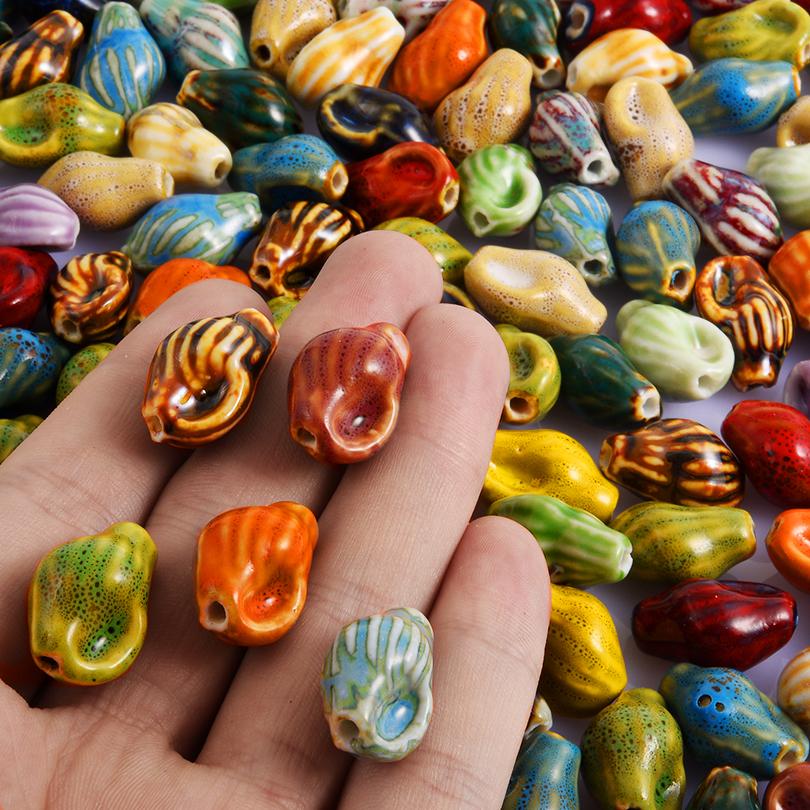 10pcs/Lot Sea Beach Conch Starfish Tropical Fish Bead Charms For Jewelry Making Supplies Ceramics Pendant DIY Bracelets Material