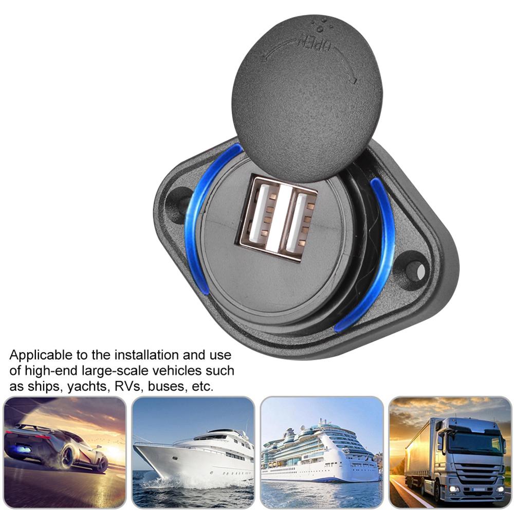 12-24 V 3,1 A Dual-USB-Autoladegerät-Adapter, wasserdichte Ladebuchse für Auto, Boot, Motorrad, Wohnmobil, Wohnmobil, Wohnwagen
