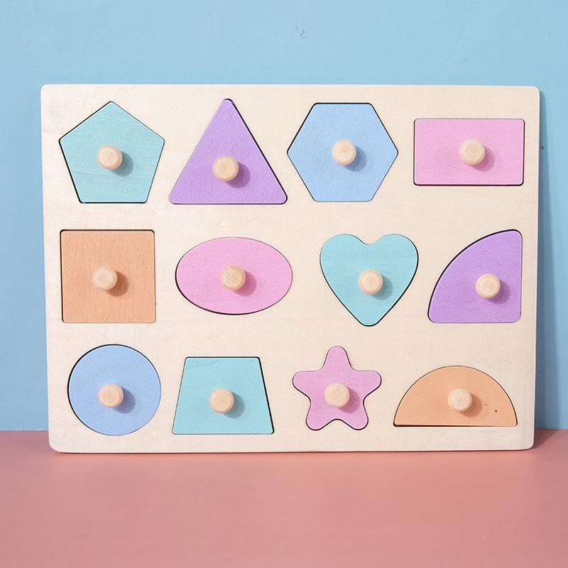 Montessori Geometric Shape Recognition Board - Wooden Toys for Early Education and Kindergarten