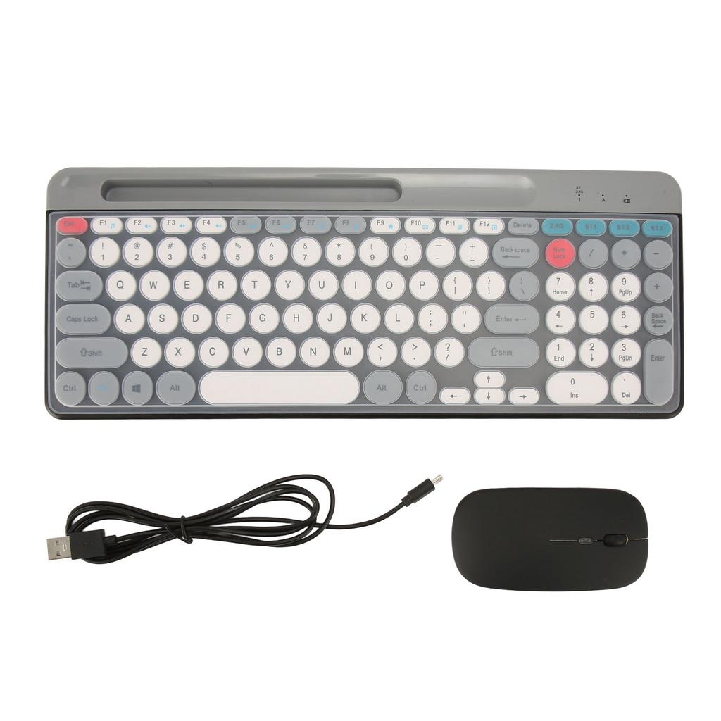 Wireless Keyboard Mouse Set Rechargeable Retro   2.4G Wireless   Keyboard Mouse Set