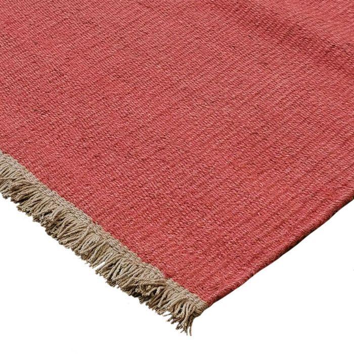 Living Room Rug In Jute Cotton with Terracotta Fringes 120x170