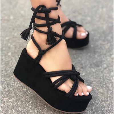 Sandali da donna, sandali estivi alla moda, sandali da donna 2024, sandali con zeppa da donna, cinturini incrociati, scarpe casual da donna, tacchi alti da donna