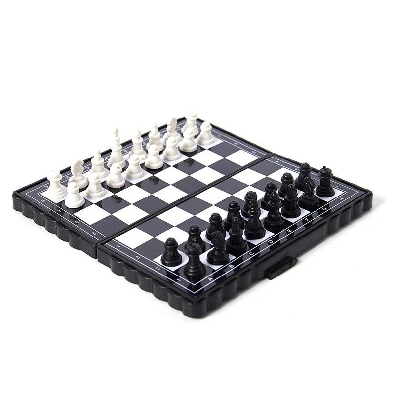 1 Set Plastic Mini International Chess Folding Magnetic Chessboard Board Game Portable Home Outdoor Kid Toys Light Weight