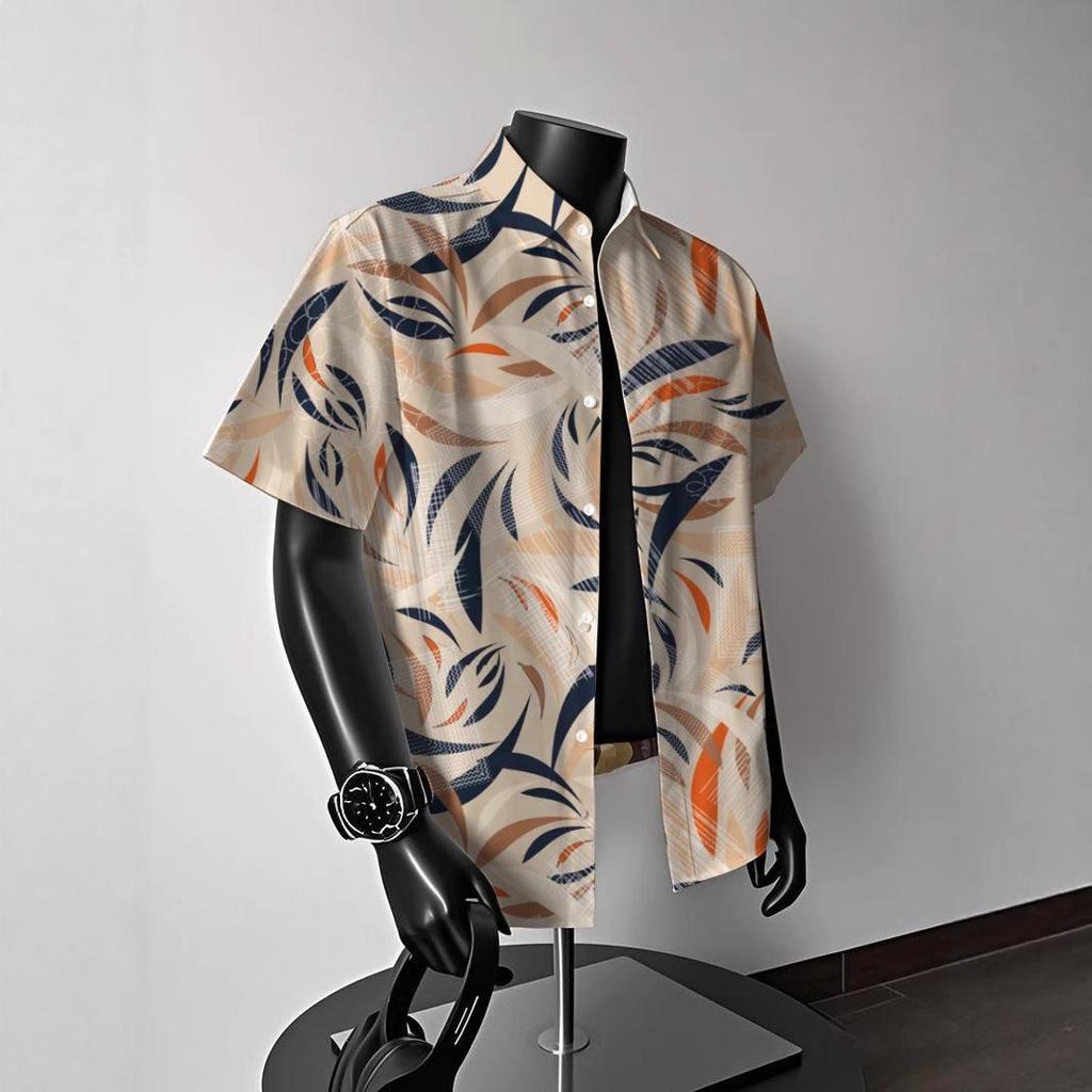 Heren Vintage Hong Kong-Stijl Hawaiiaans Bloemen Korte Mouw Shirt: Trendy Zomerstrandkleding voor Koppels