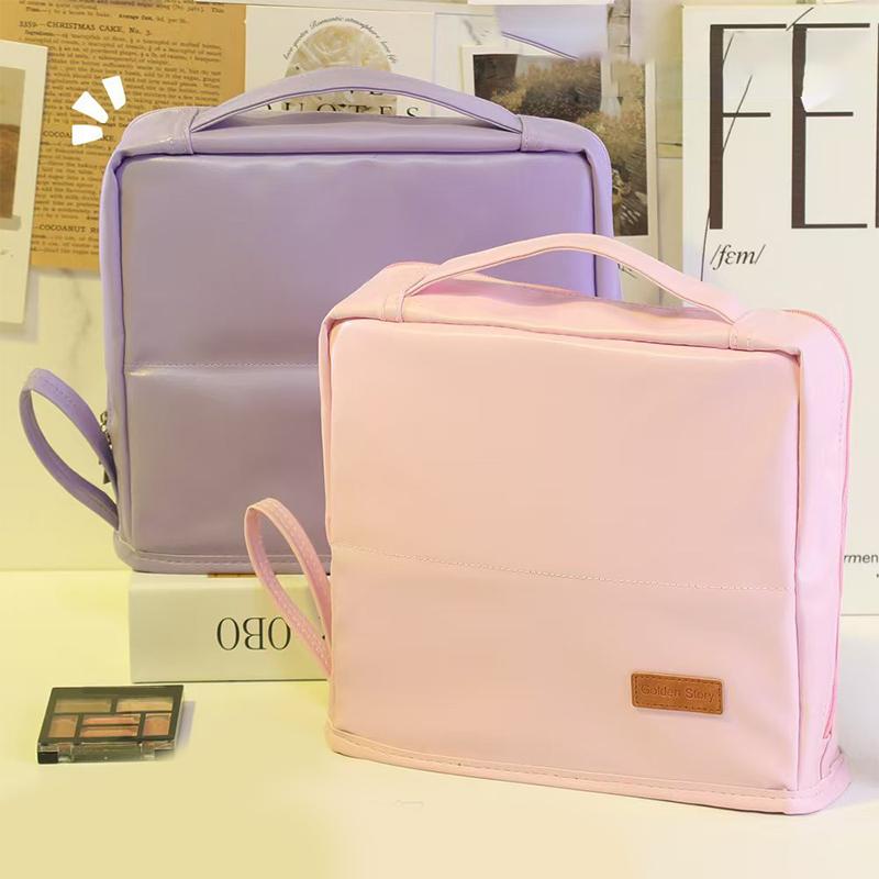 Extra Large Capacity Cosmetic Bag Multi-Compartment Multi-Layer Pen Bag High Aesthetic Solid Color Storage Bag Cosmetics