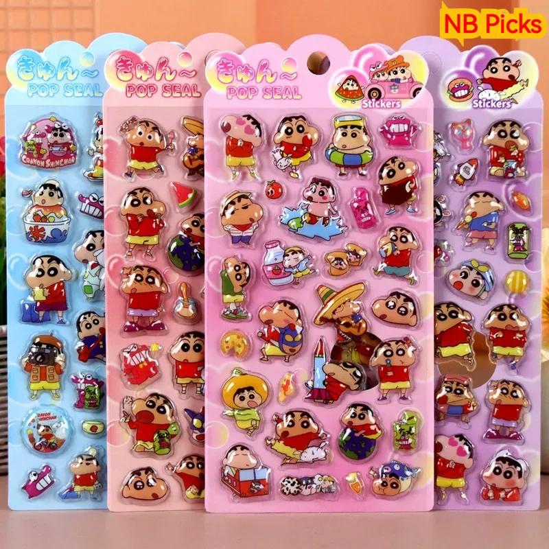 New 3D Crayon Shin-chan Relief Stickers Mobile Phones Tablets Computer Headphones Notebooks Scrapbooks Decorative Anime Stickers