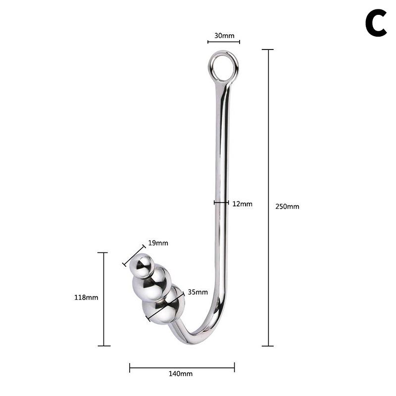 Stainless Steel Anal Hook With Anal Beads Hole Anal Hook Metal Butt Plug Anal Sex Toys Adult Product No Vibrator For Men Gay