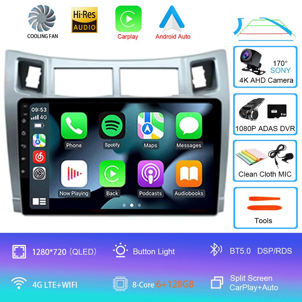 For Toyota Yaris 2005 2006 2007 2008 2009 2010 2011 2012 Carplay Car Multimedia Player Radio Car Radio Android 14 GPS Navigator